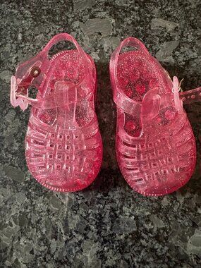 Infant jelly sandals, pink with glitter, size 1